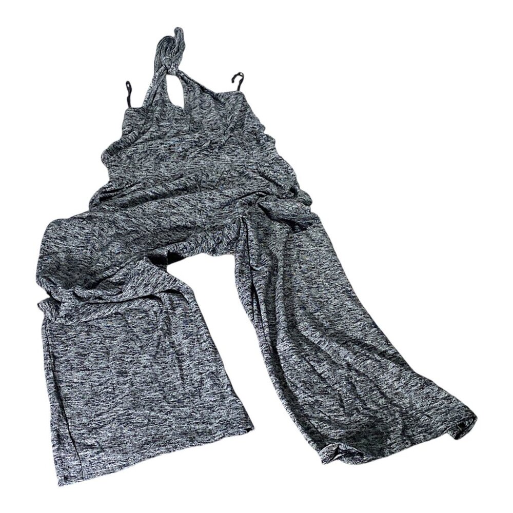 Gap Jumpsuit Womens M Gray Black Space Dye Jersey Halter Wide Leg Overalls Y2K